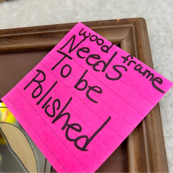 Vintage 90's wooden framed mirror mauve Lily & Lotus flower set 10" x 10" - Picture 7 of 11